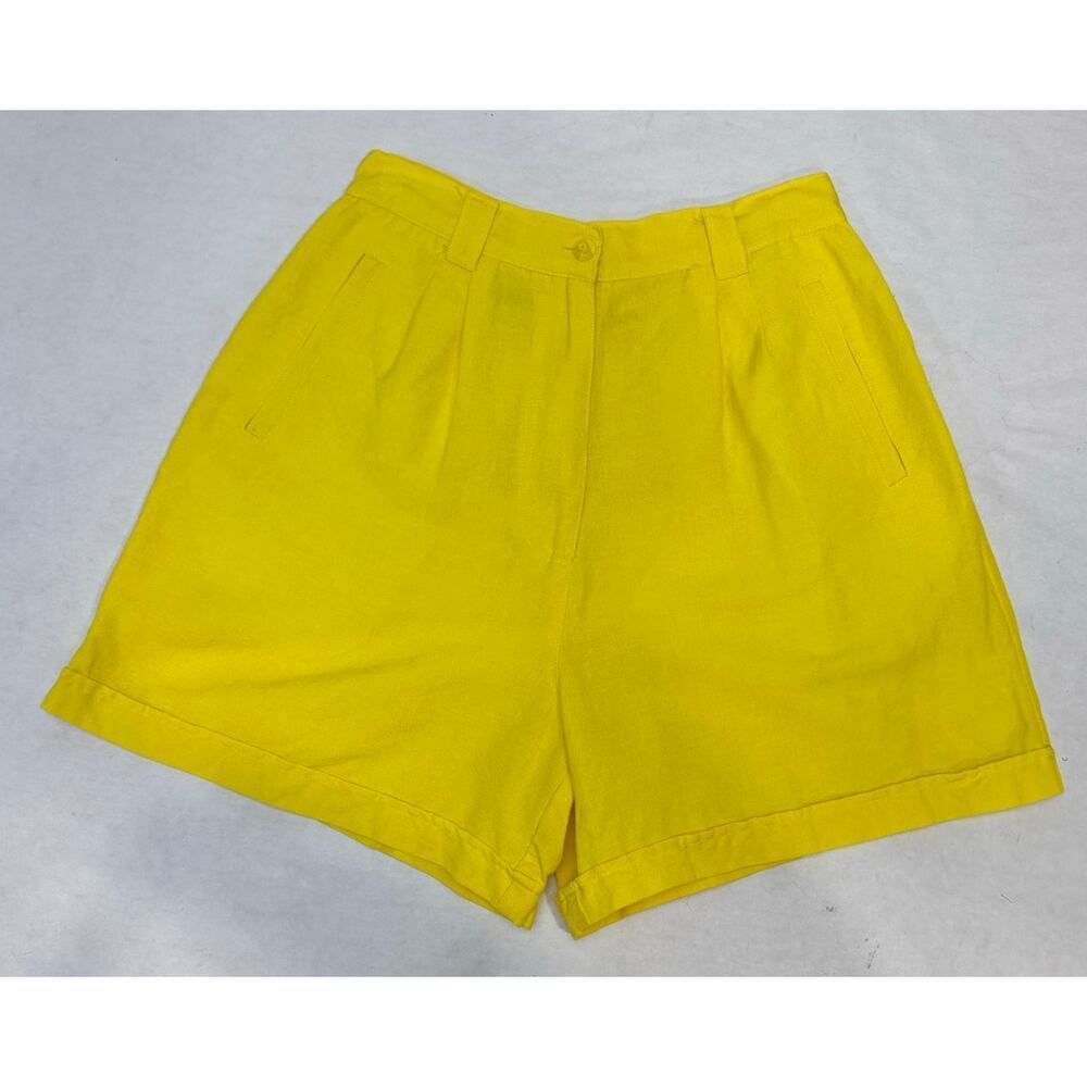 Vintage 1980s Linen Blend Mom Shorts 1980s Ultra High Rise Louise Paris Size 7